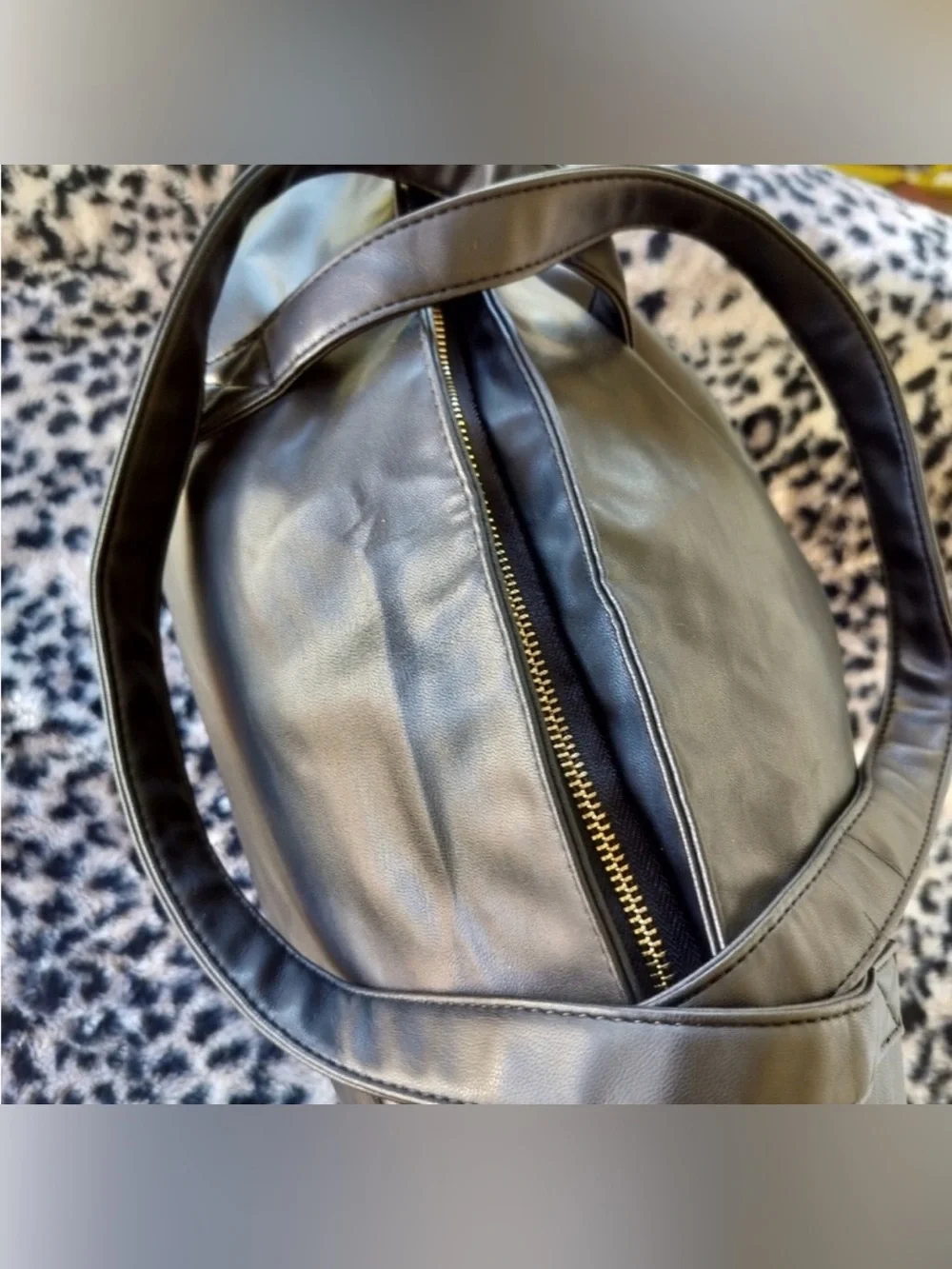 Versace Perfumes Black Tote with Gold Plaque